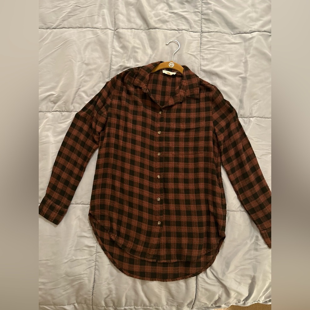 BeachLunchLounge Collection button down plaid shirt, Size S